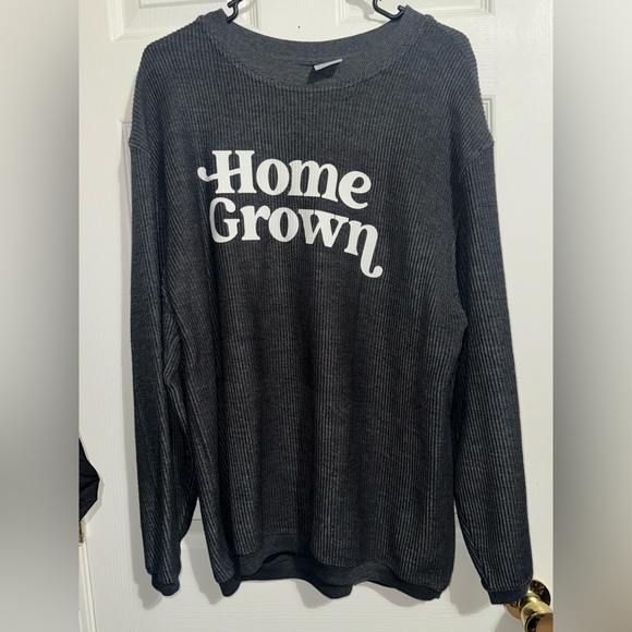 MV Sport Sweaters - Gray Ribbed Crewneck “home grown” by MV Sport